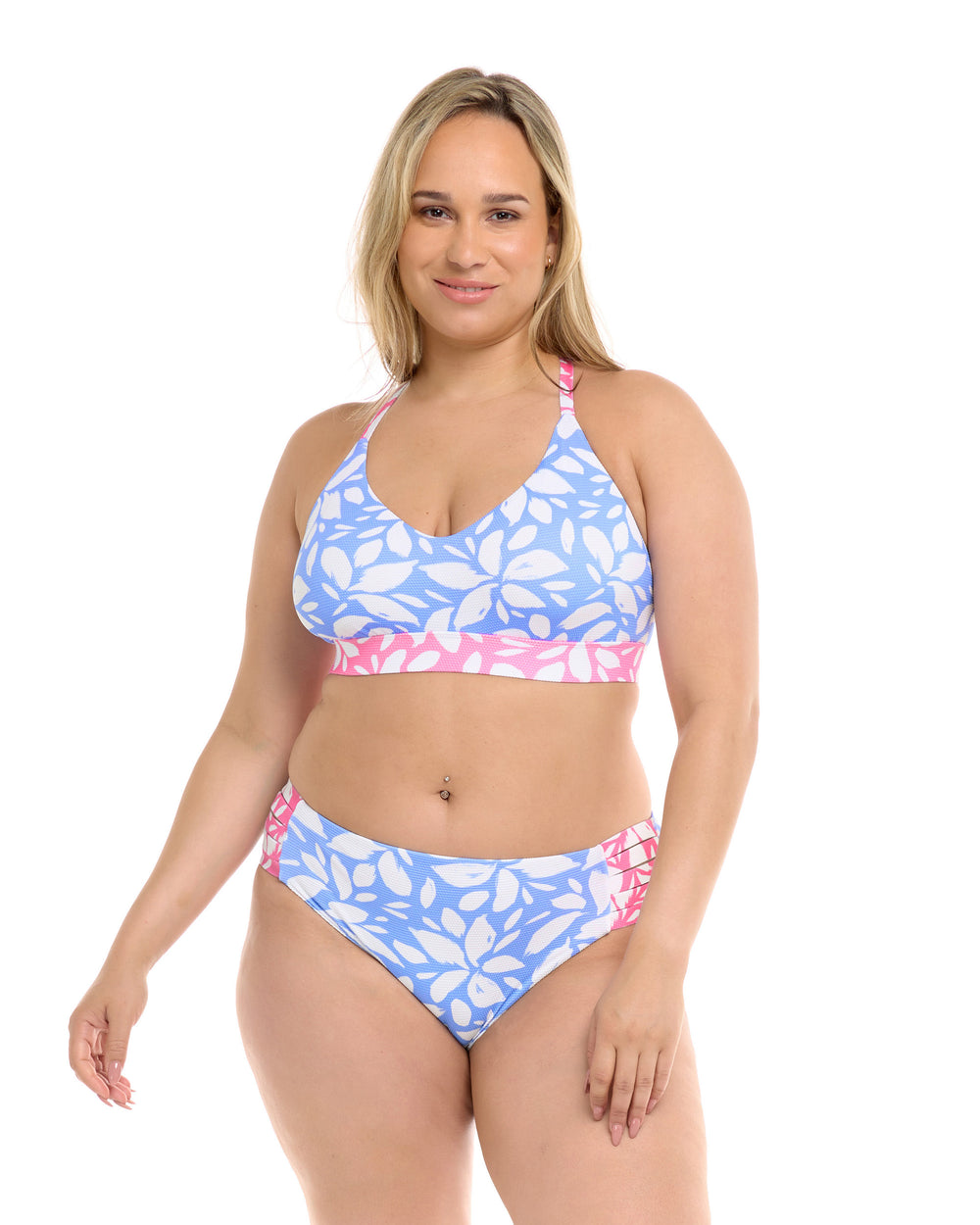 Petals Ruth Plus Size Fixed Triangle Swim Top - Periwinkle