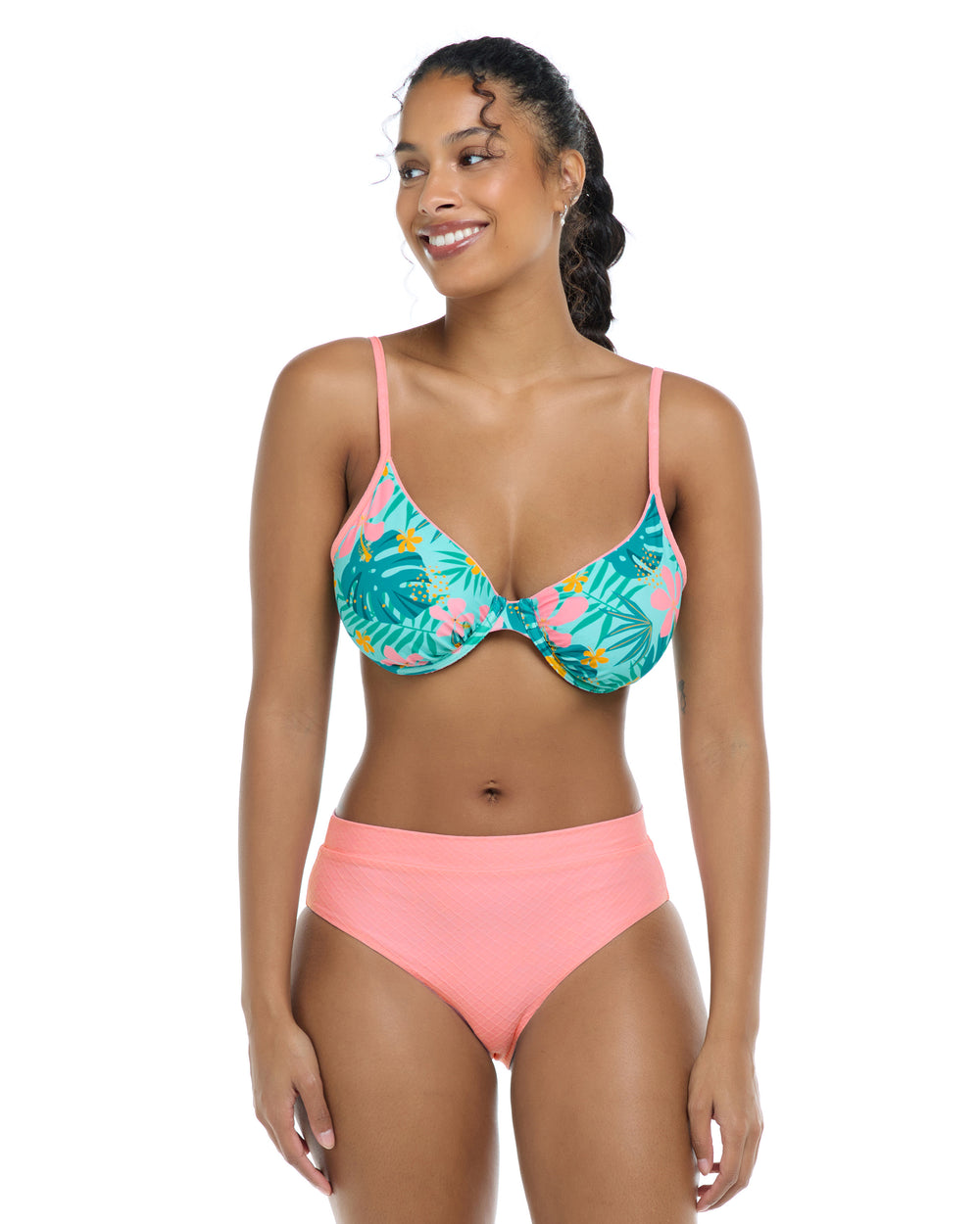 Flor Nove Solo Reversible D-F Cup Bikini Top - Flor Nove / Sea Mist