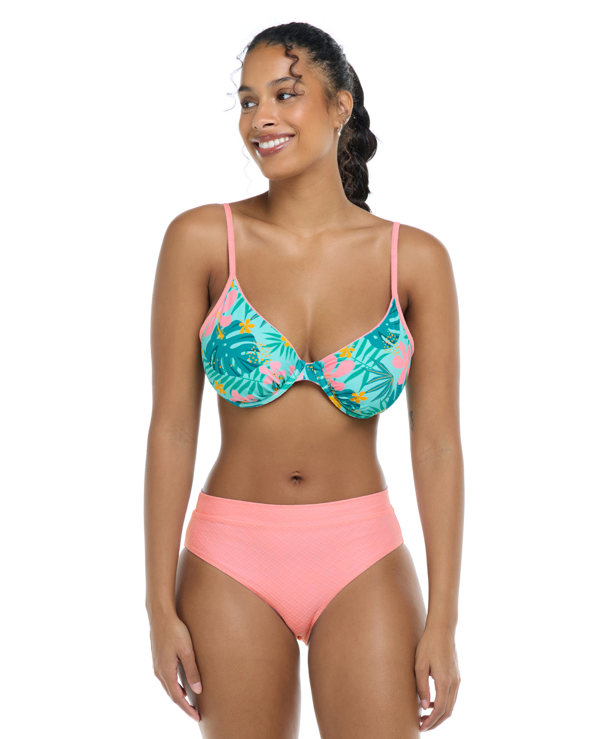 Flor Nove Solo Reversible D-F Cup Bikini Top - Flor Nove / Sea Mist