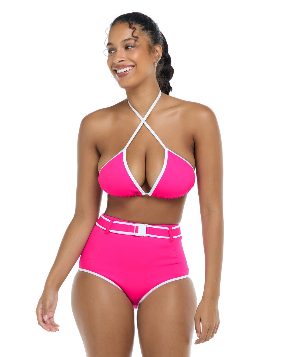 Undersea Dita Triangle Bikini Top D - Flamingo Pink White