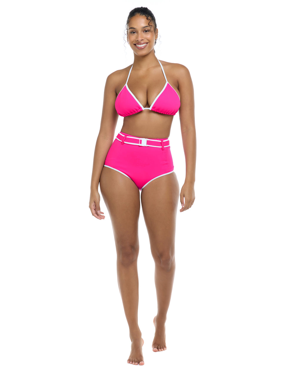Undersea Dita Triangle Bikini Top D - Flamingo Pink White