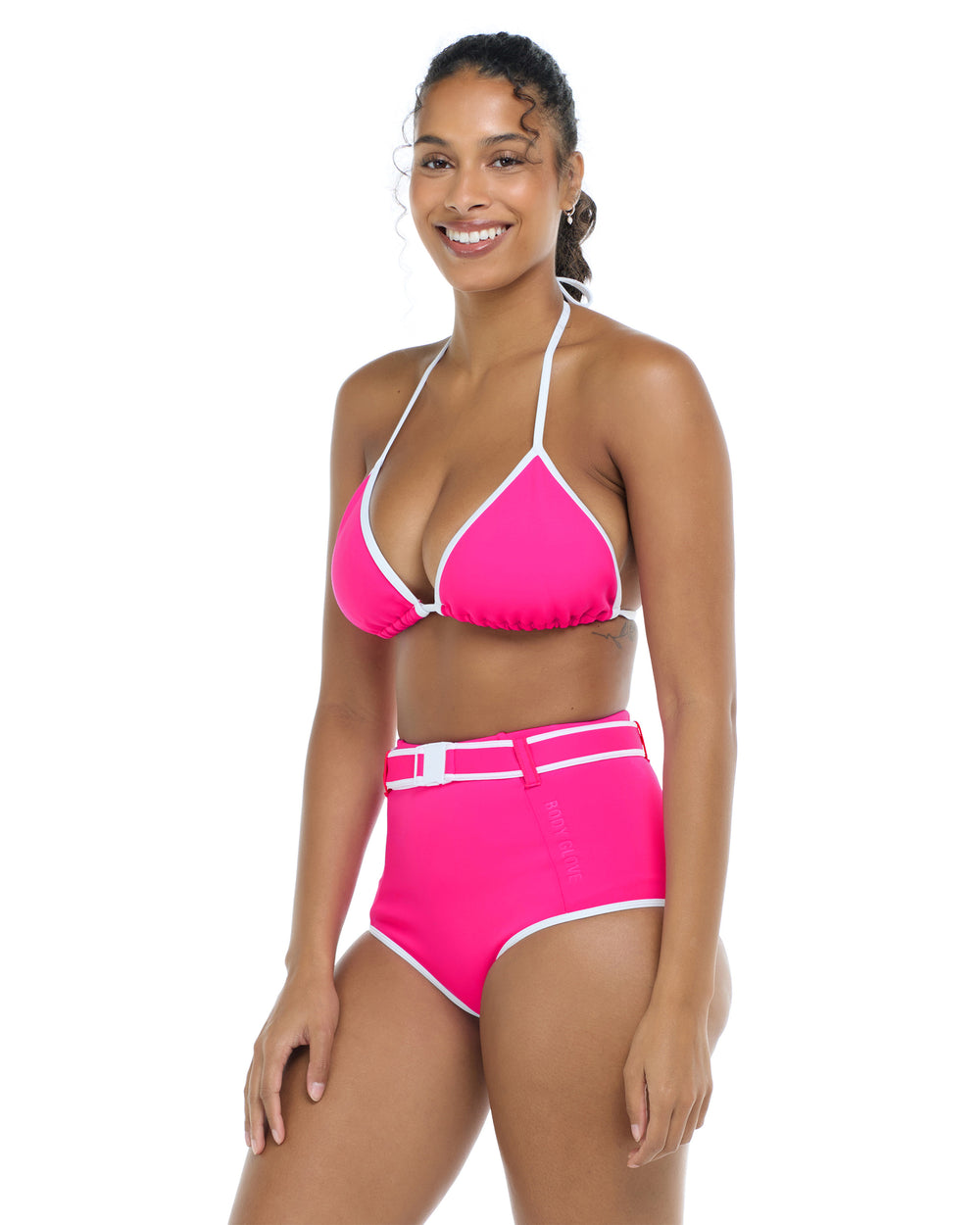 Undersea Dita Triangle Bikini Top D - Flamingo Pink White