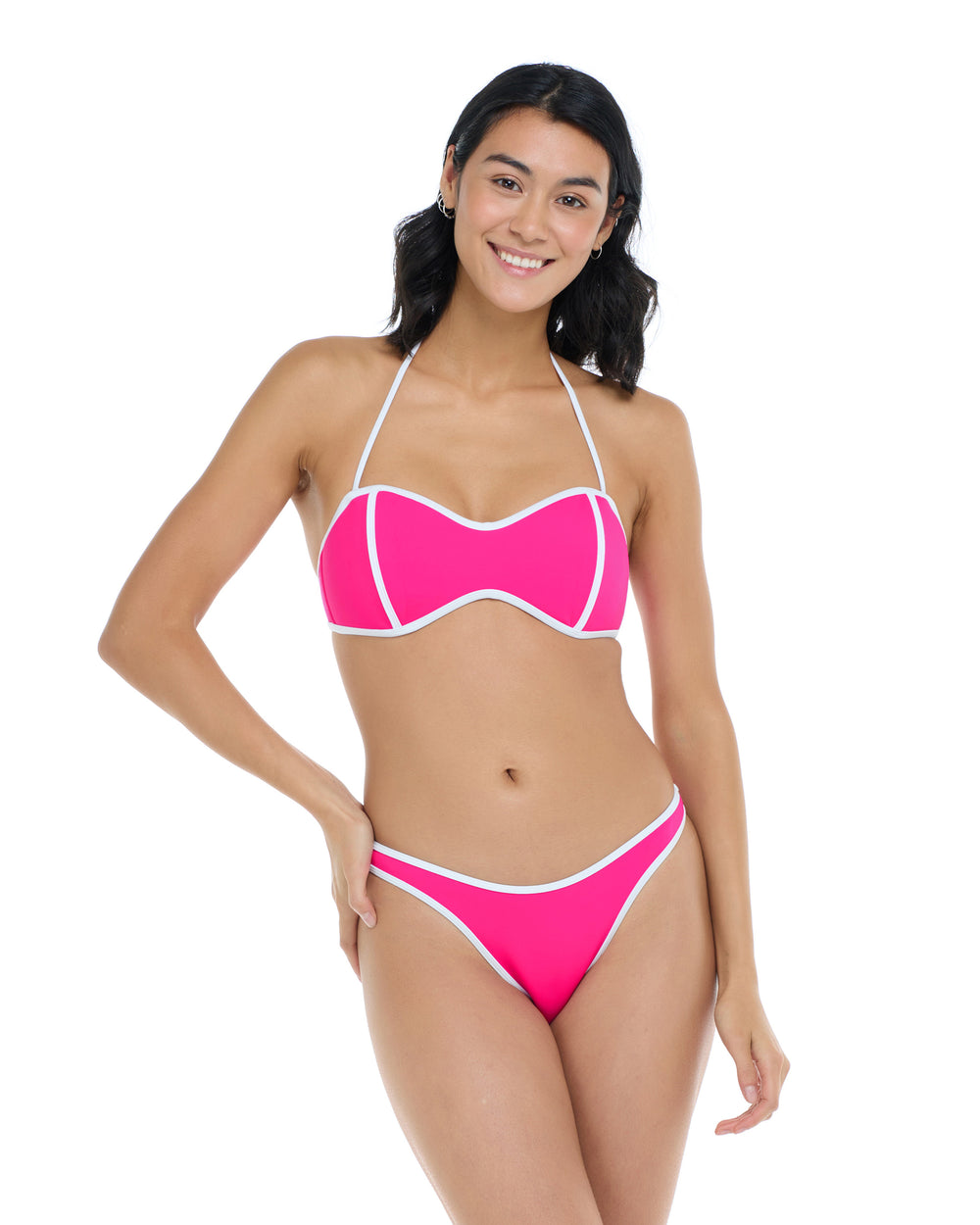 Undersea Tainted Love Retro Bandeau - Flamingo Pink White