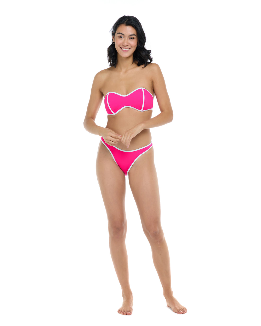 Undersea Tainted Love Retro Bandeau - Flamingo Pink White
