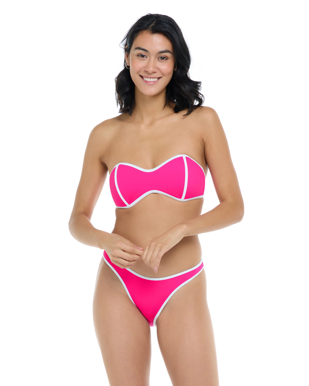 Undersea Tainted Love Retro Bandeau - Flamingo Pink White