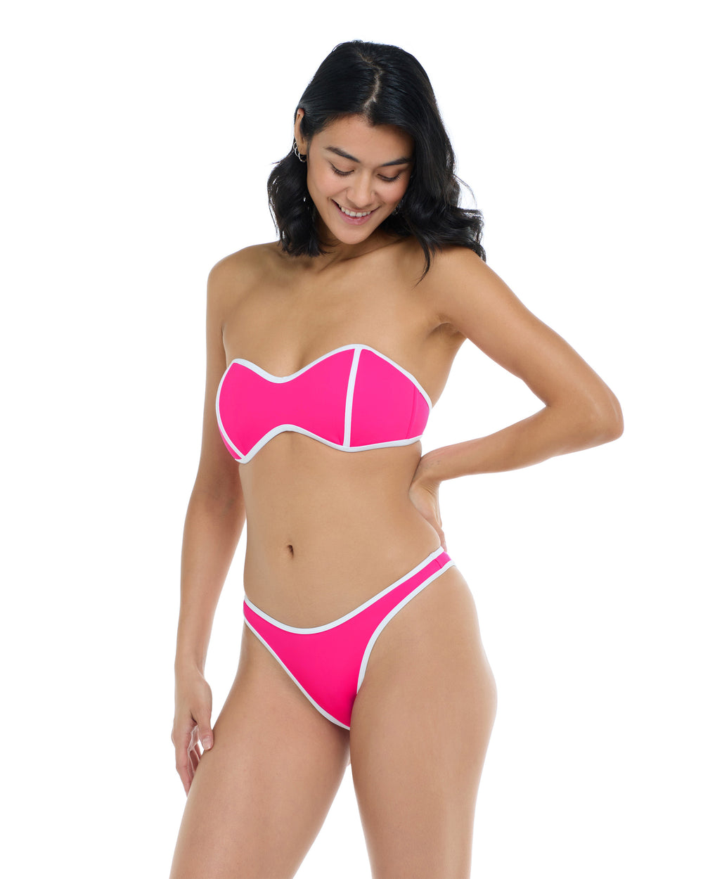 Undersea Tainted Love Retro Bandeau - Flamingo Pink White