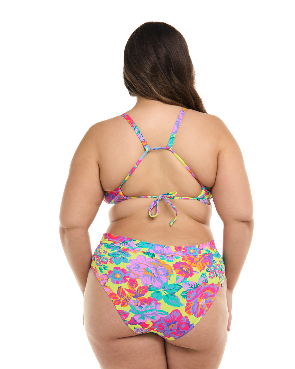 Romy Drew Plus Size Fixed Triangle Bikini Top - Key Lime