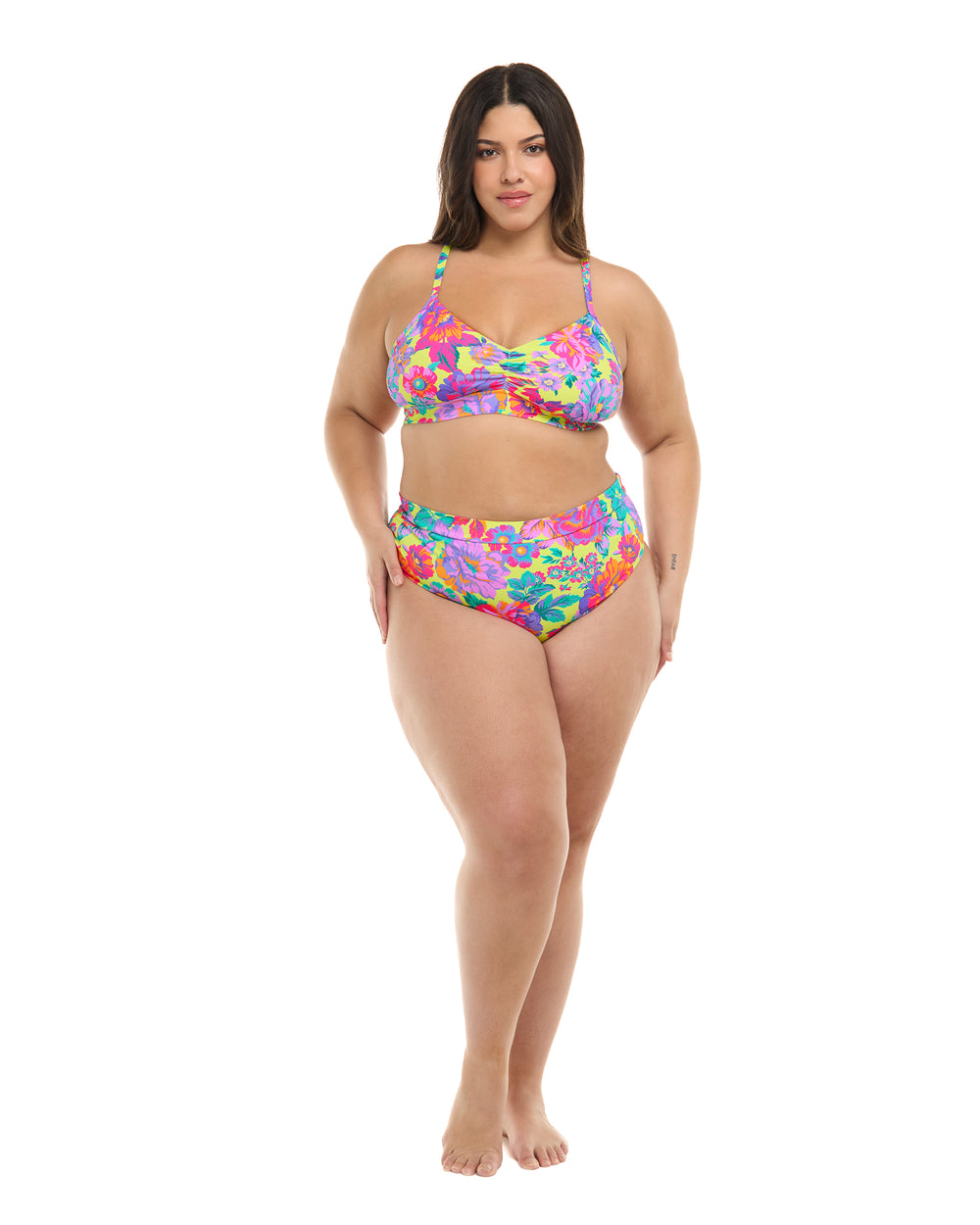 Romy Drew Plus Size Fixed Triangle Bikini Top - Key Lime