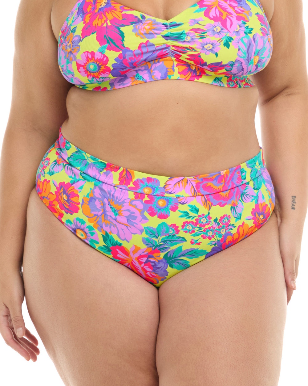 Romy Marlee Plus Size High-Waist Bikini Bottom - Key Lime