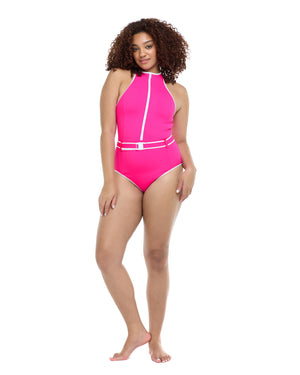 Undersea Express Yourself One-Piece Swimsuit - Flamingo Pink White