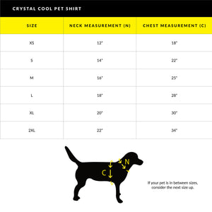 pet cooling size chart