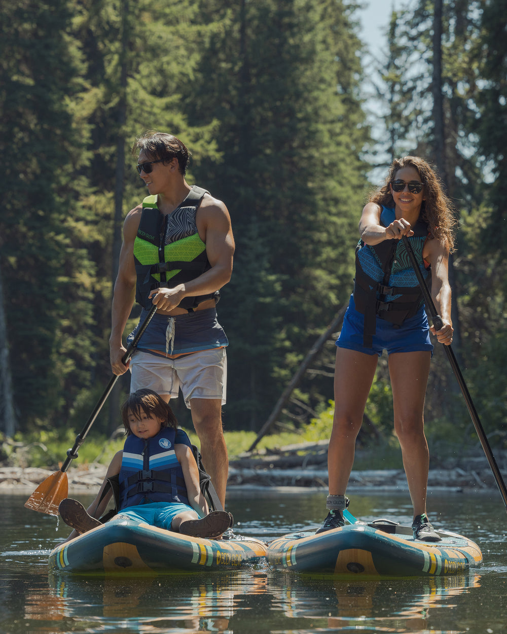 X2 2-Person Inflatable SUPYAK - Wood/Deep Sea