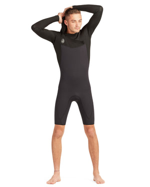 Phoenix 2mm Men's Chest-Zip L/S Springsuit - Black