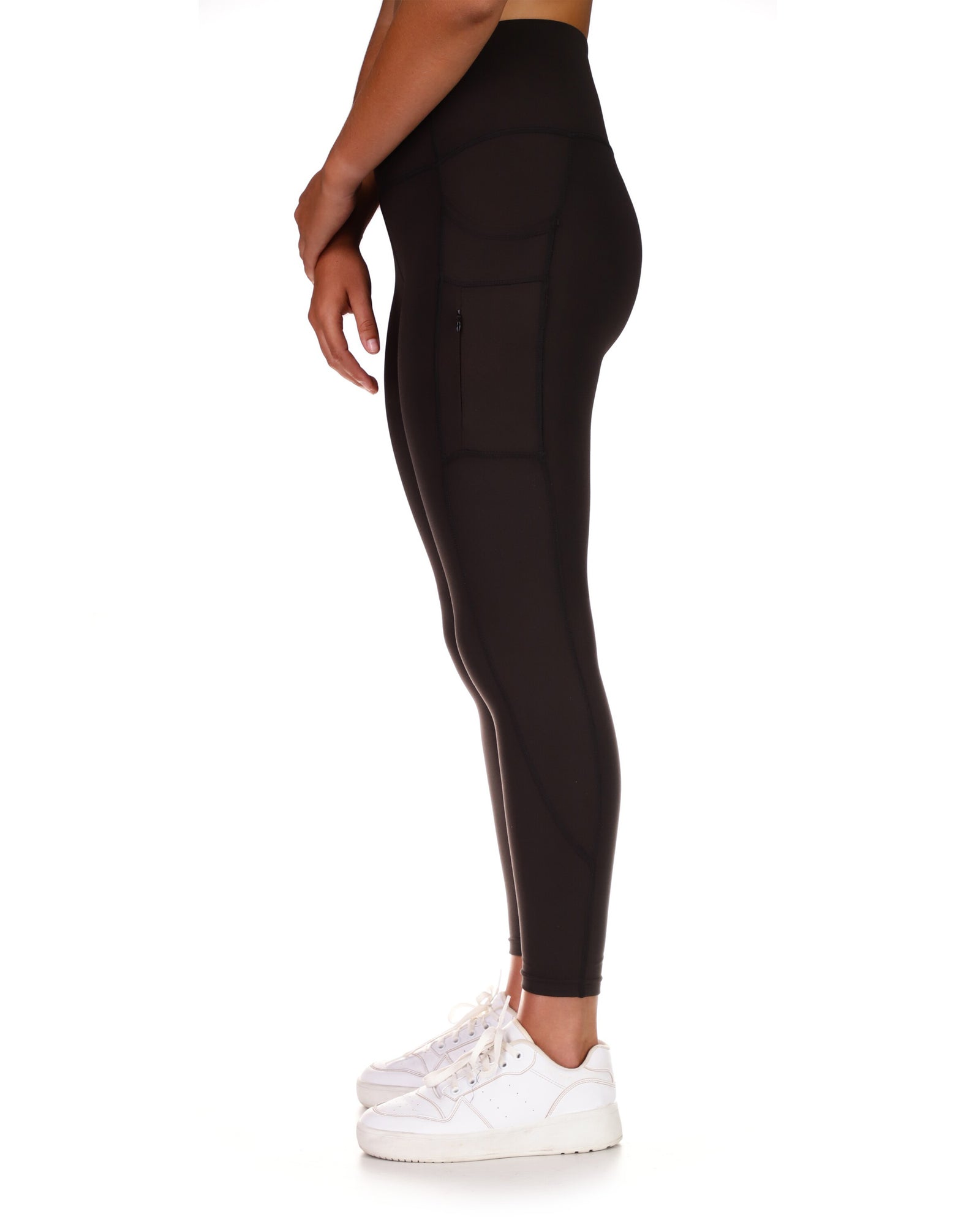 Breezy 7/8 High-Rise Legging w/ Zippered Pockets - Black
