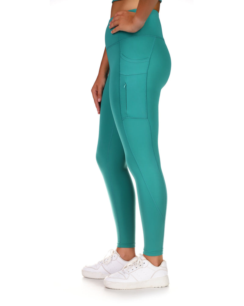 Breezy 7/8 High-Rise Legging w/ Zippered Pockets - Green