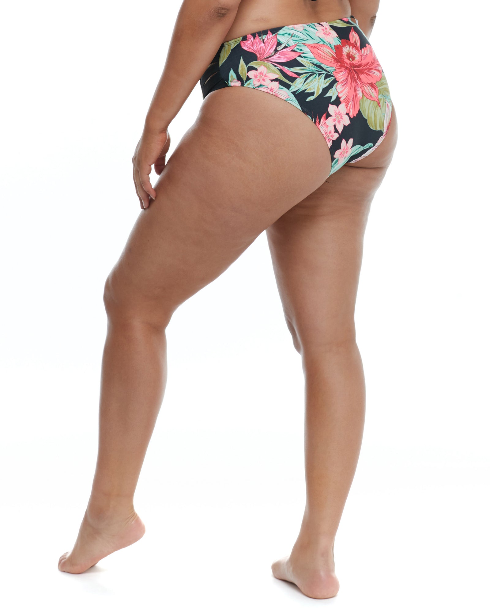 Isla Foca Plus Size Retro High-Waist Swim Bottoms - Black