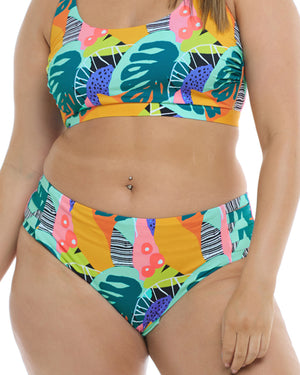 Curacao Retro Plus Size Bikini Bottom - Multi