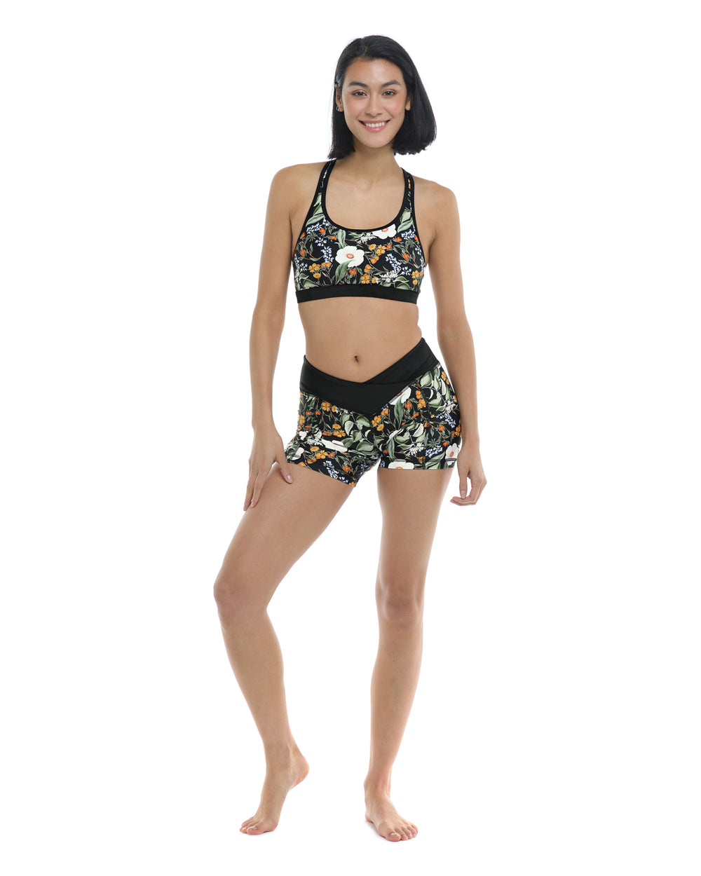 Inflorescence Equalizer Medium Support Cross-Over Sports Bra - Black