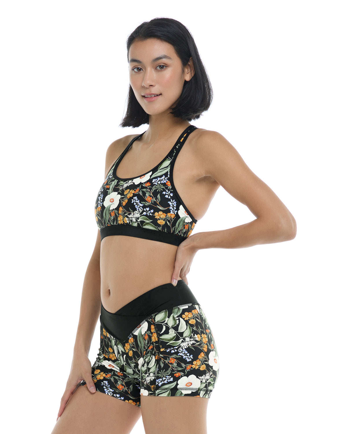 Inflorescence Equalizer Medium Support Cross-Over Sports Bra - Black