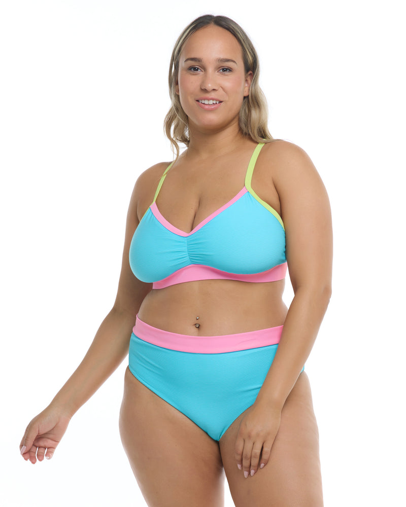Spectrum  Drew Plus Size Swim Top - Cyan