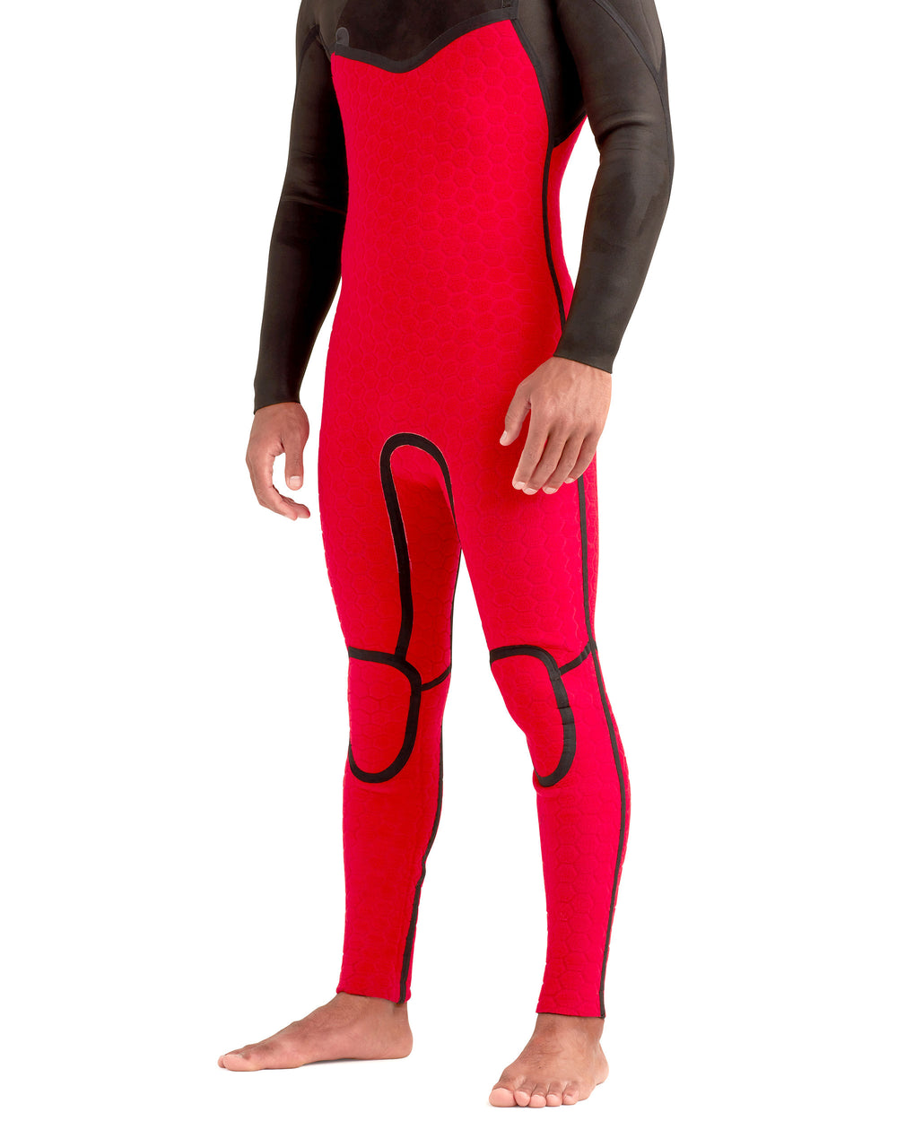 Red Cell 4/3mm Men's Chest-Zip Hooded Fullsuit - Black