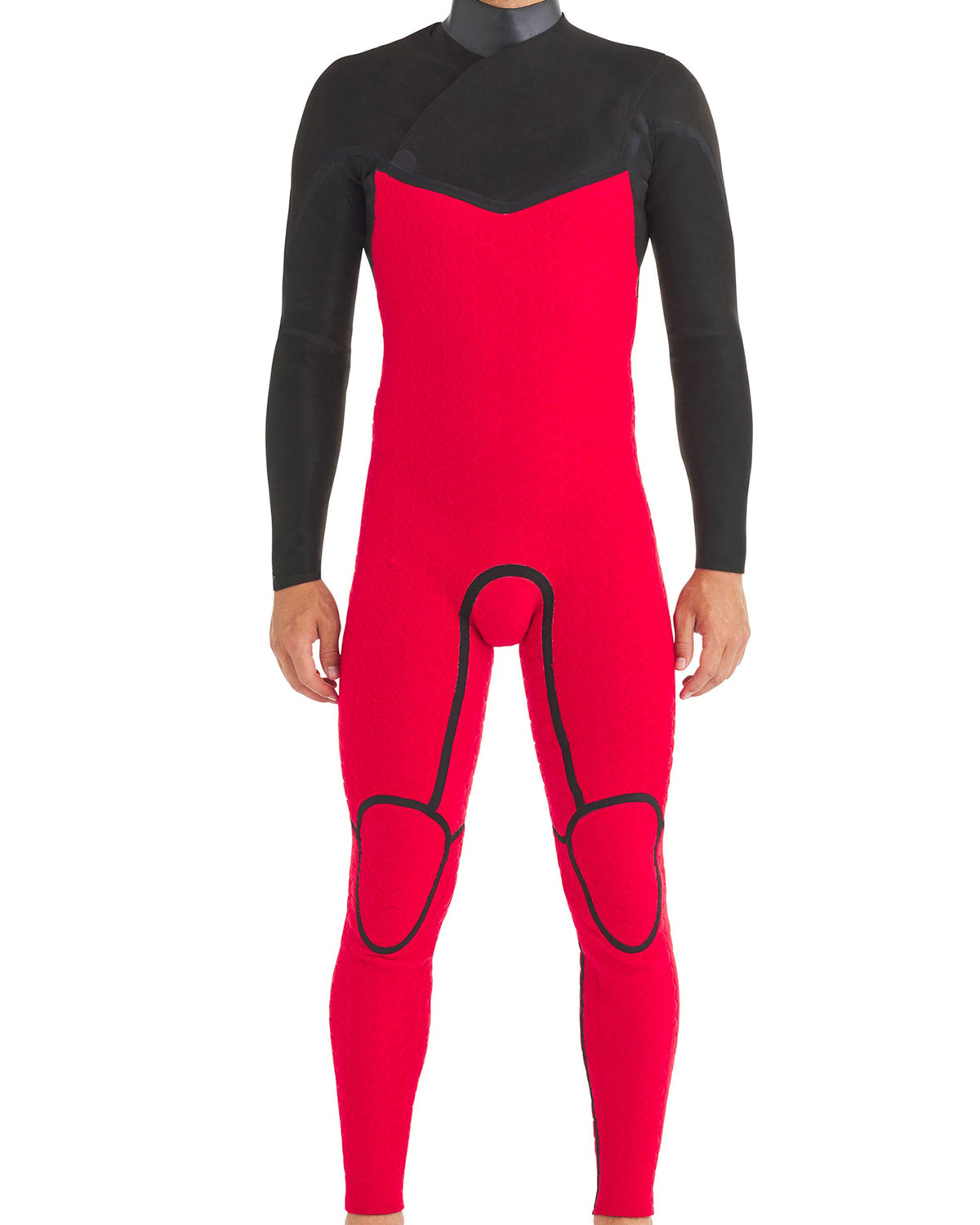 Red Cell 3/2mm Men's Chest-Zip Fullsuit - Black
