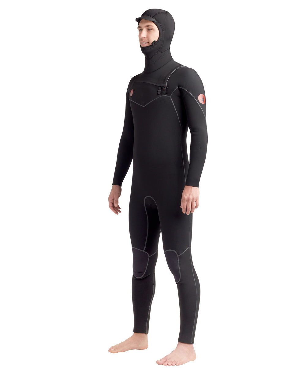 Red Cell 5/4/3mm Men's Chest-Zip Hooded Fullsuit - Black