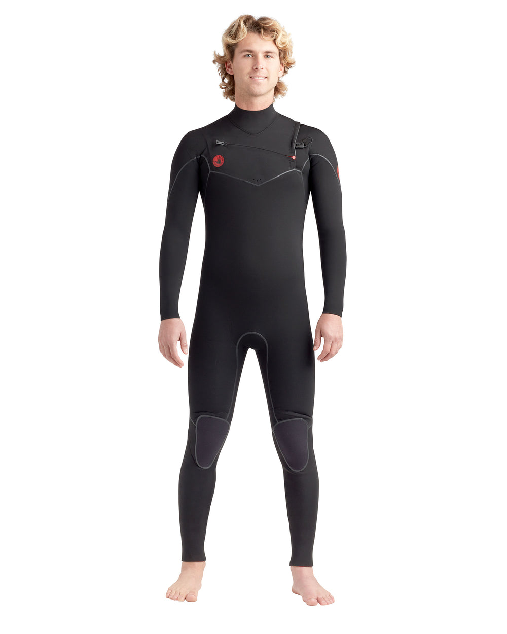 Red Cell 3/2mm Men's Chest-Zip Fullsuit - Black