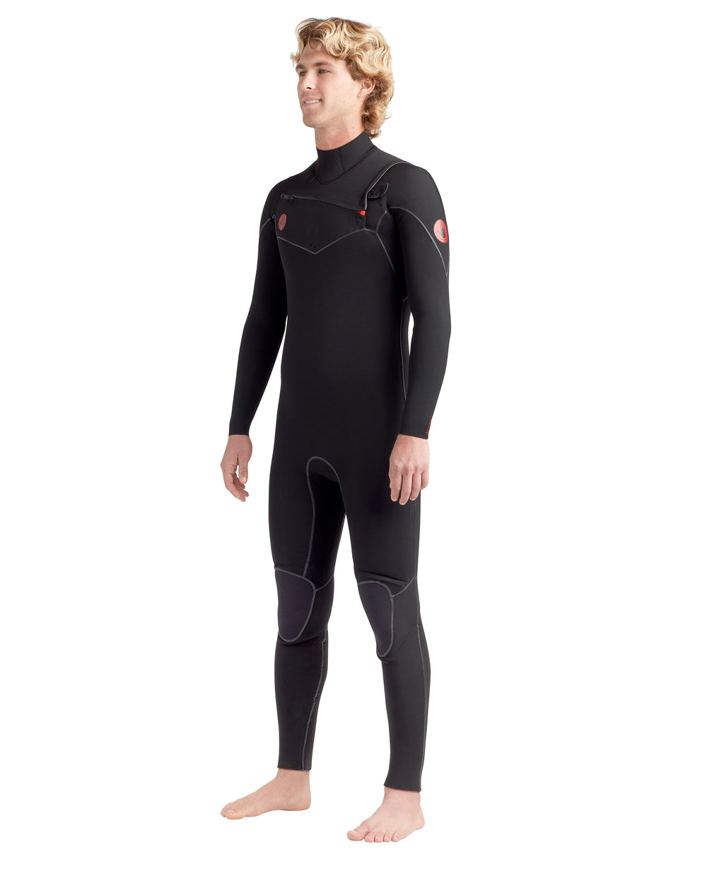 Red Cell 3/2mm Men's Chest-Zip Fullsuit - Black