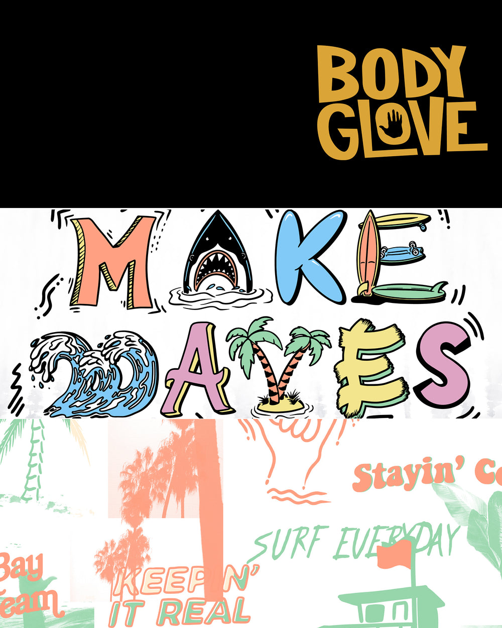 Kids' 3-Piece Face Mask Set - Logo, Make Waves, Surf Print