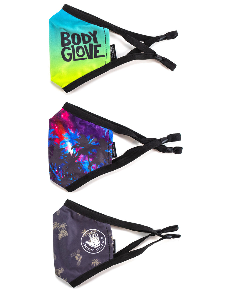 Men's 3-Piece Face Mask Set - Ombre, Palm Prints