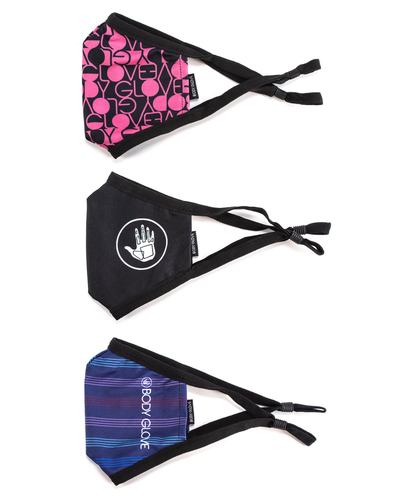 Women's 3-Piece Face Mask Set - Solid, Stripe, Logo Print