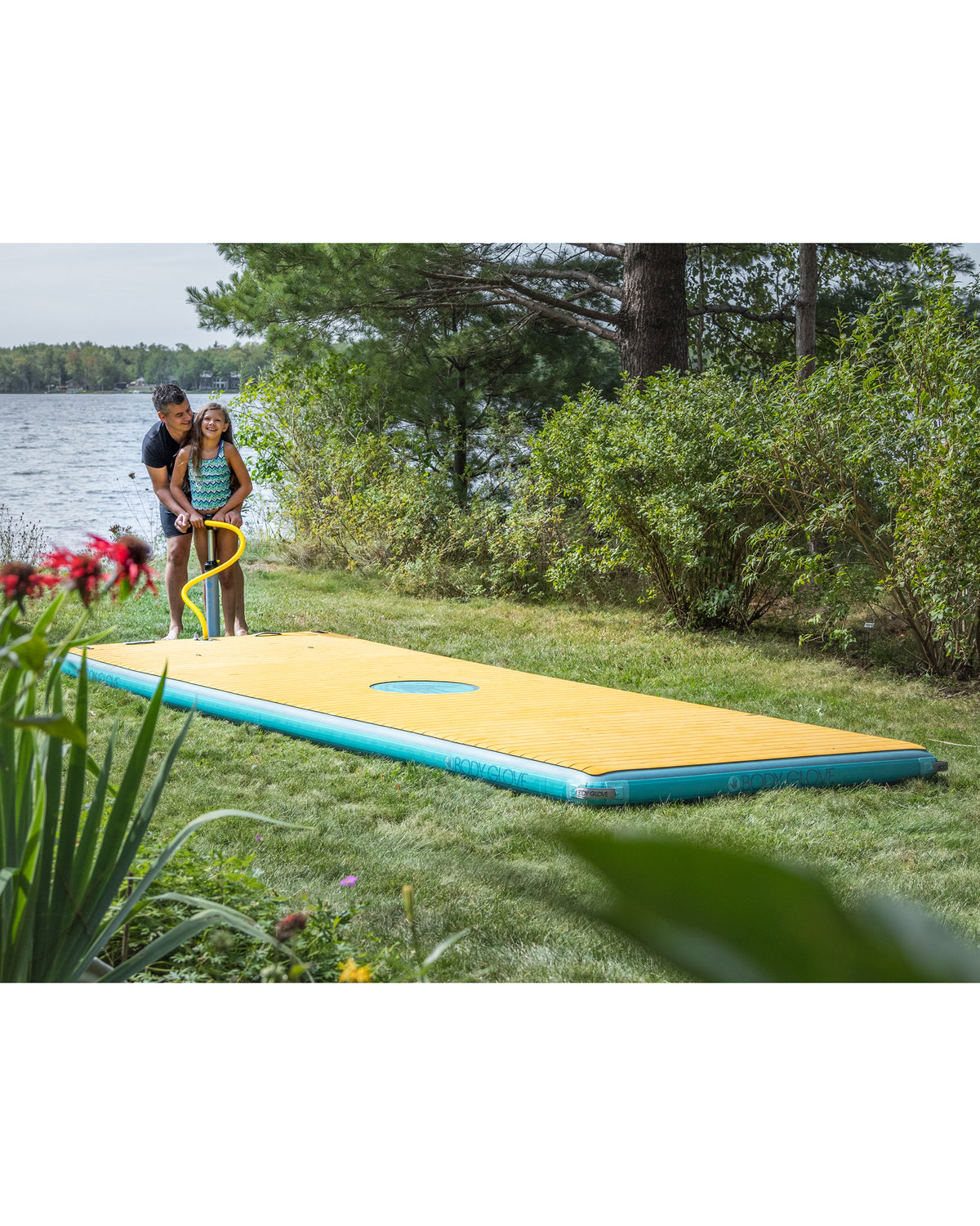 15' Inflatable Floating Dock - Blue/Wood