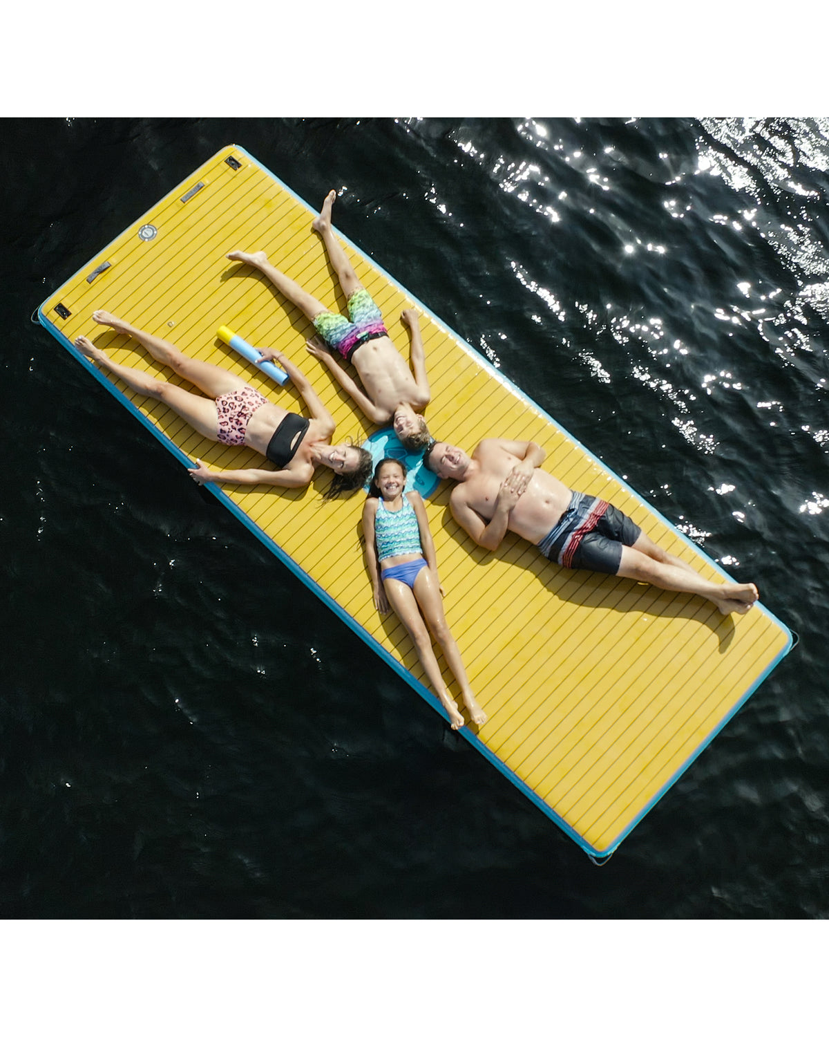 15' Inflatable Floating Dock - Blue/Wood