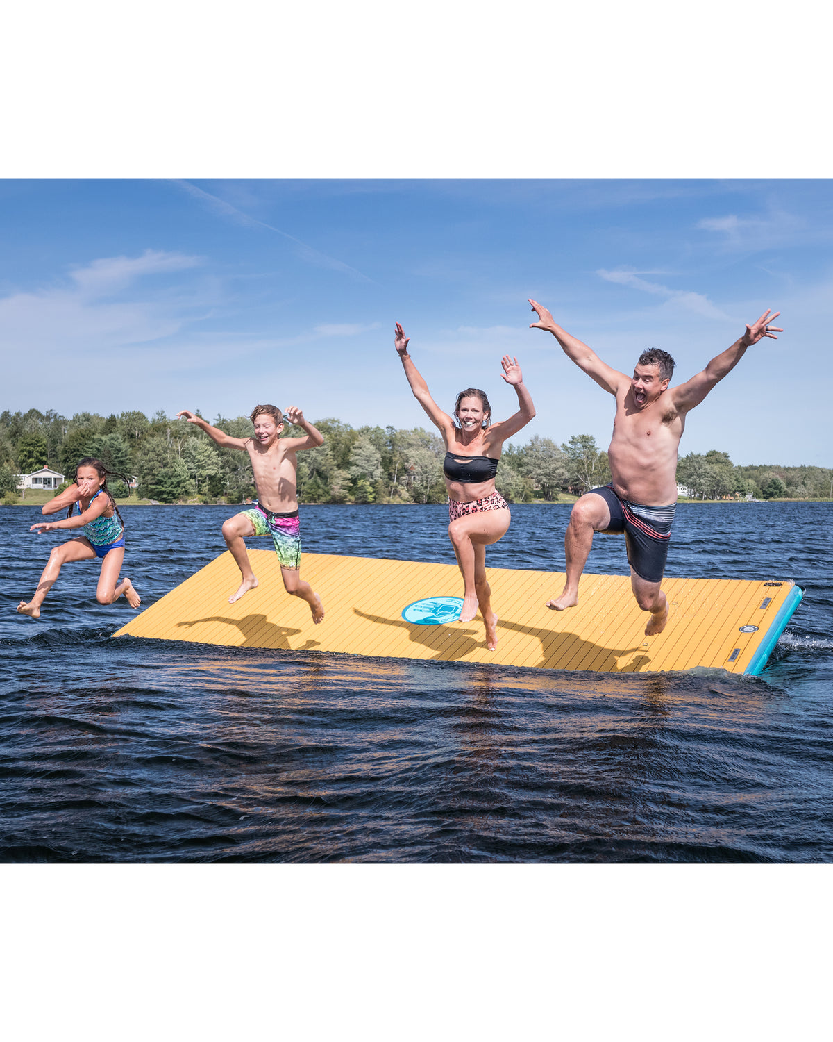 15' Inflatable Floating Dock - Blue/Wood