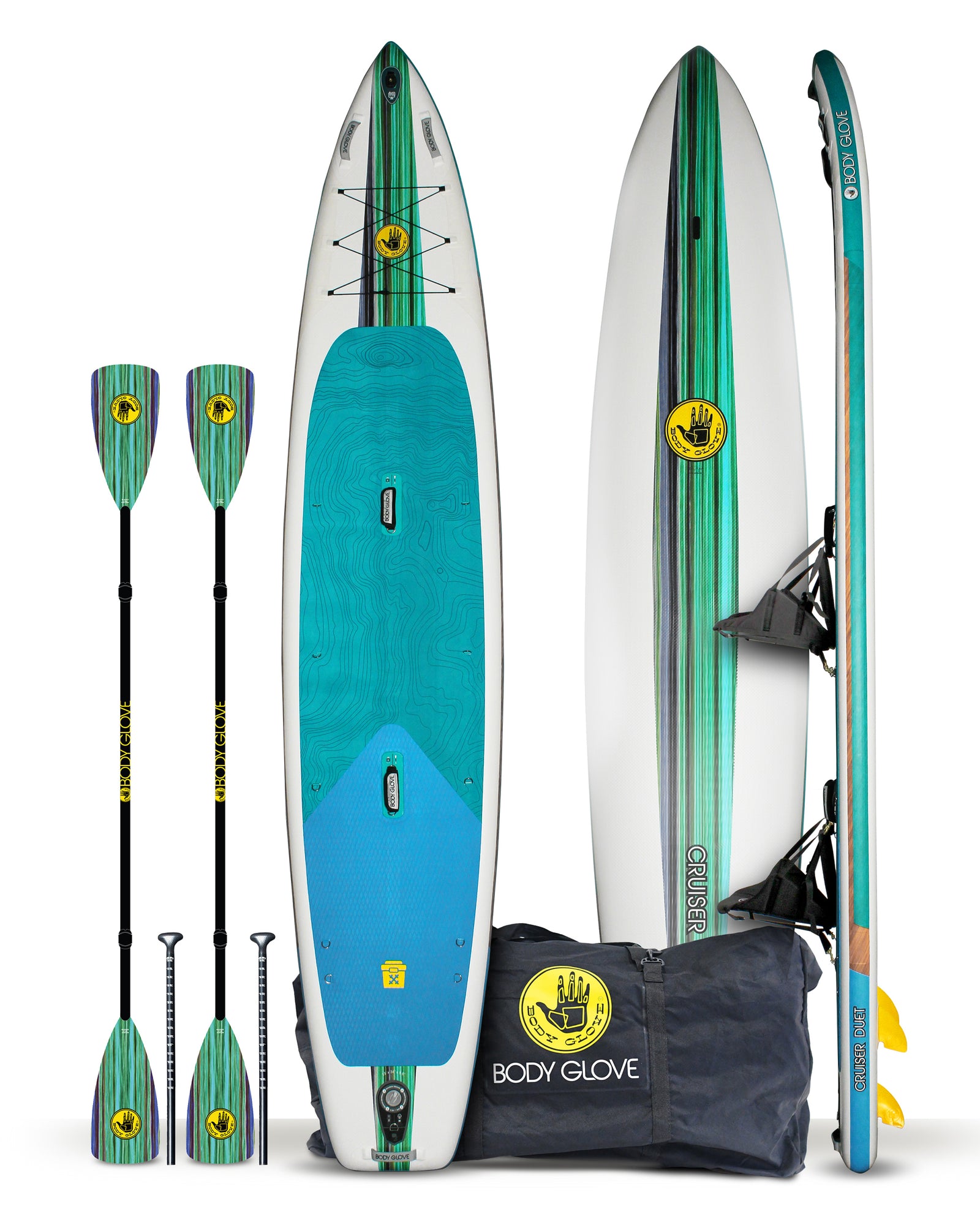 Cruiser Duet 15' Inflatable Combo Paddle Board Kayak - Teal/Wood