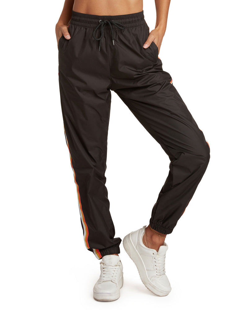 Retro Stripes Shell Jogger Pants - Black
