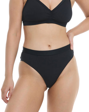Ibiza Marlee High-Waist Bikini Bottom - Black