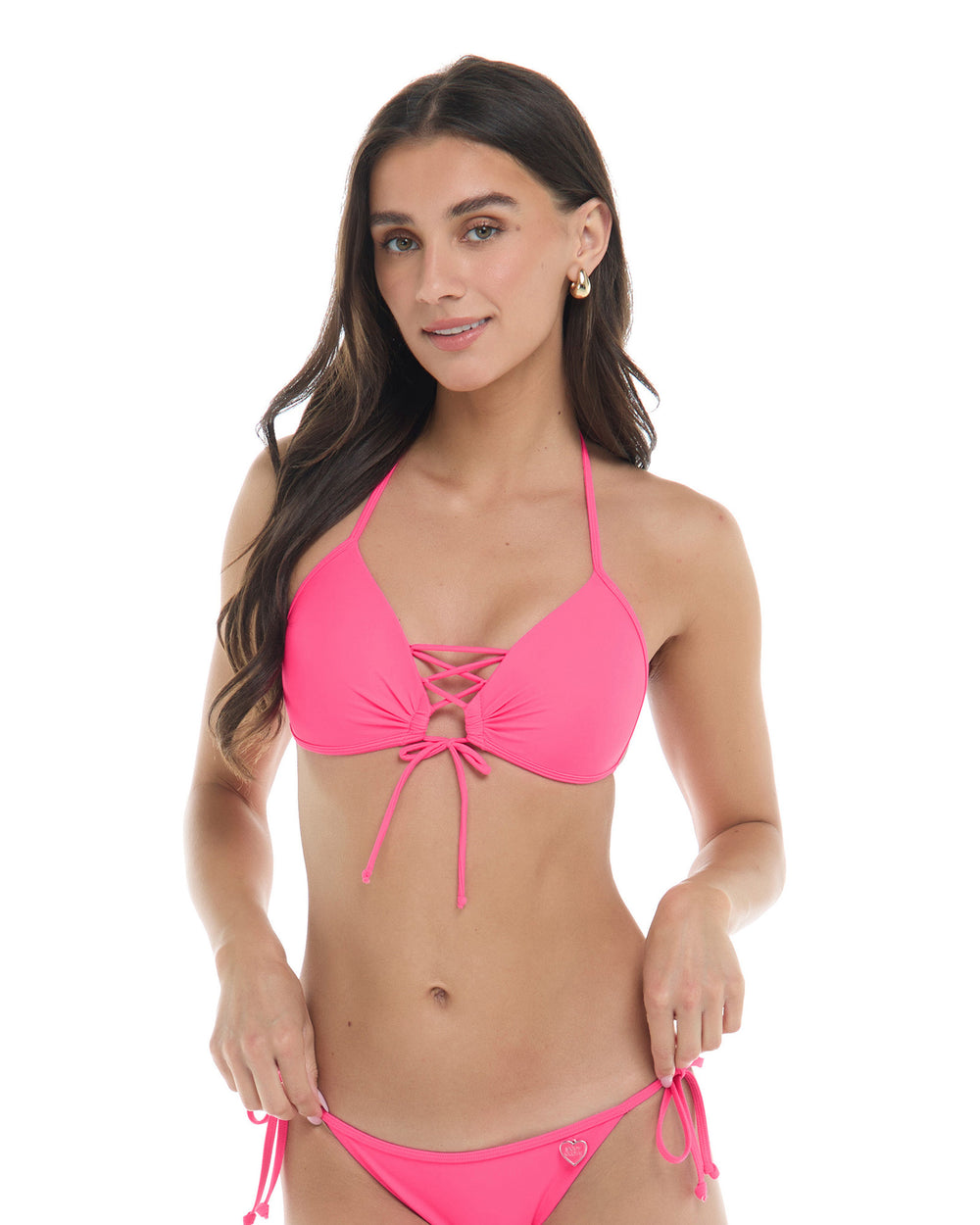 thumbnail image 2 of Body Glove Women's Mika Long Sleeve Crop Bikini Top - Keyhole Front Swimsuit With Ring Detail 2 of 13