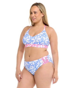 Petals Ruth Plus Size Fixed Triangle Swim Top - Periwinkle