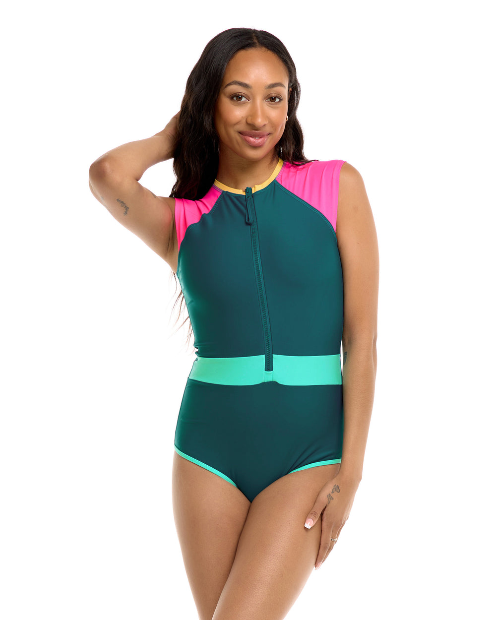 Vibration Stand Up One-Piece Swimsuit - Kingfisher