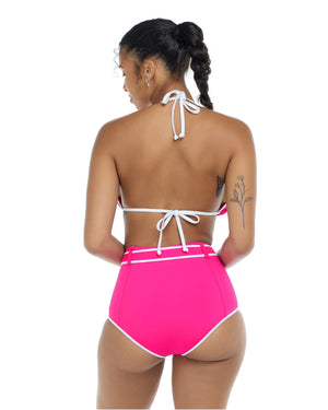 Undersea Dita Triangle Bikini Top D - Flamingo Pink White