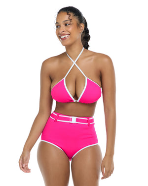 Undersea Dita Triangle Bikini Top D - Flamingo Pink White