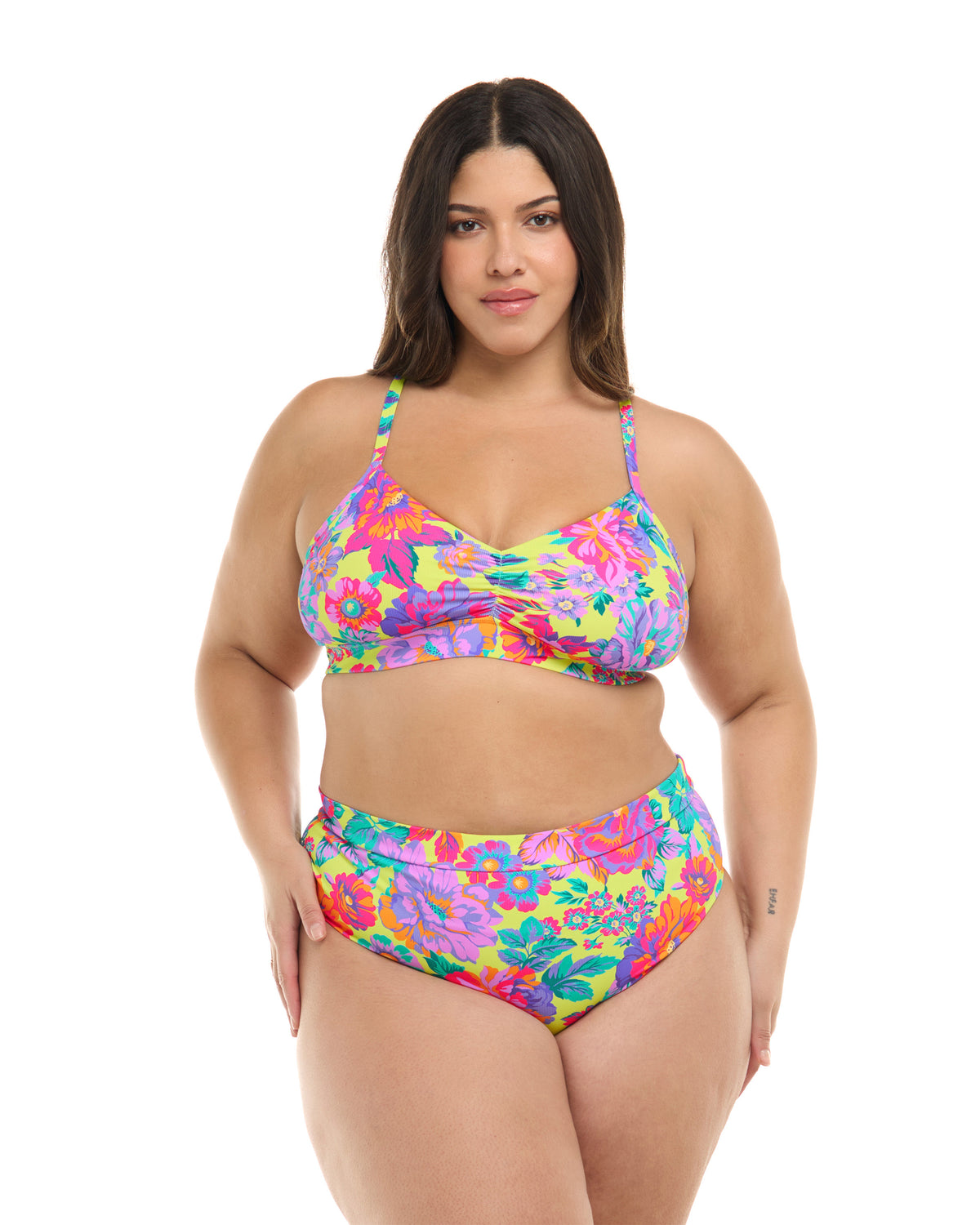 Romy Drew Plus Size Fixed Triangle Bikini Top - Key Lime