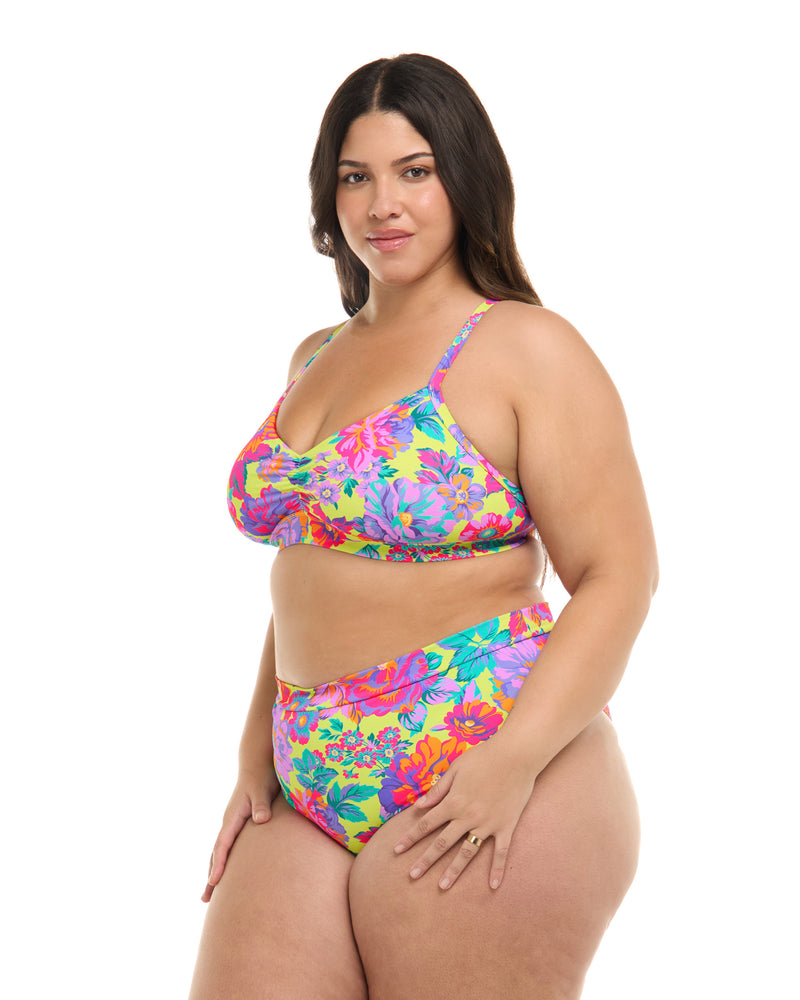 Romy Drew Plus Size Fixed Triangle Bikini Top - Key Lime