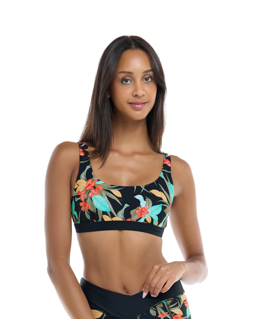 Hamoa Star Cross-Over Sports Bra - Black - Body Glove
