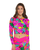 Image of Tulum Let It Be Crop Rashguard - Bubble Gum