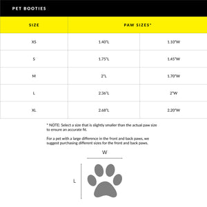 paw botties size chart