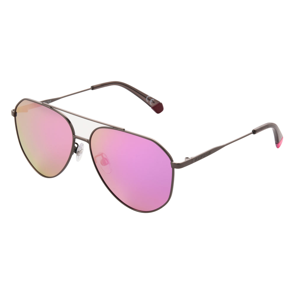Pink Metallic Braided Temple Acetate Aviator Sunglasses - CHARLES & KEITH IN