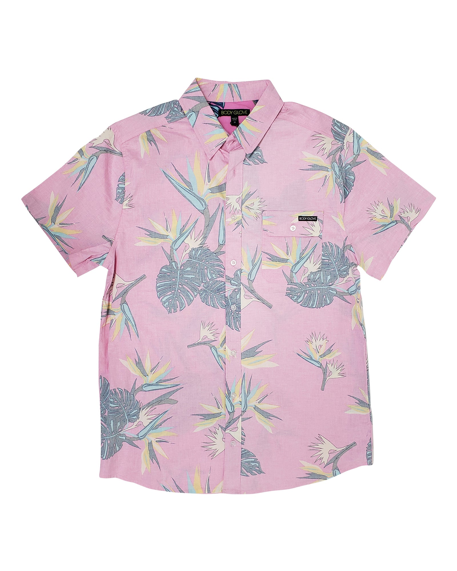 Men's Birds of Paradise Button Down Shirt - Pink